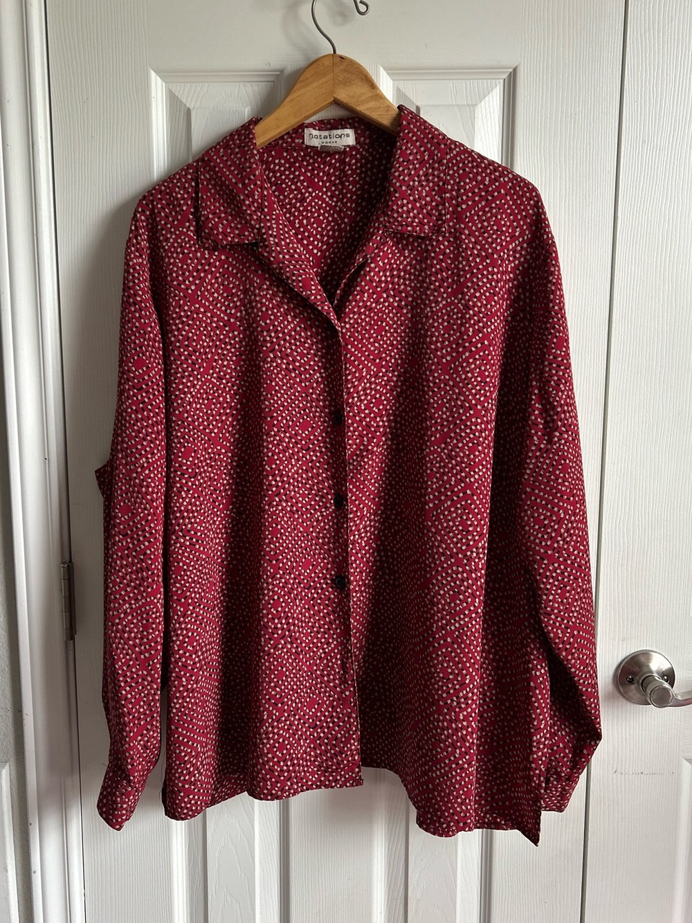 Notations Red Geometric Dot-Print Blouse
